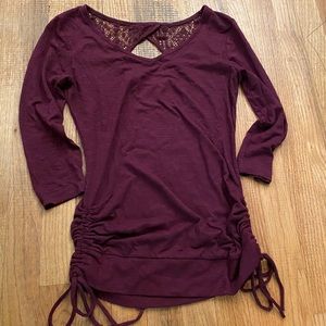 Burgundy 3/4 Length Sleeve Shirt